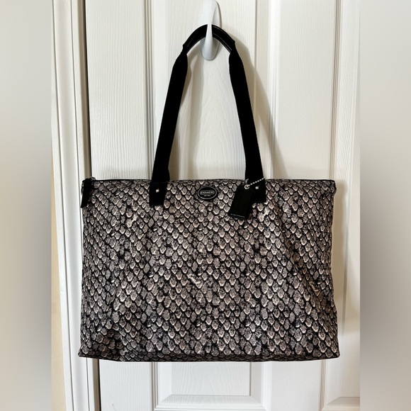 Coach-Ocelot Weekender Gunmetal Snake print Packable Totes/pouches (4) Piece Set - Picture 12 of 16